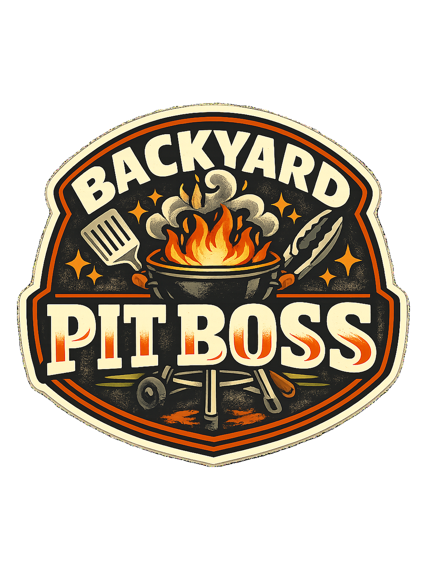 A bold retro BBQ badge tee for the backyard cook who takes charge of the grill.