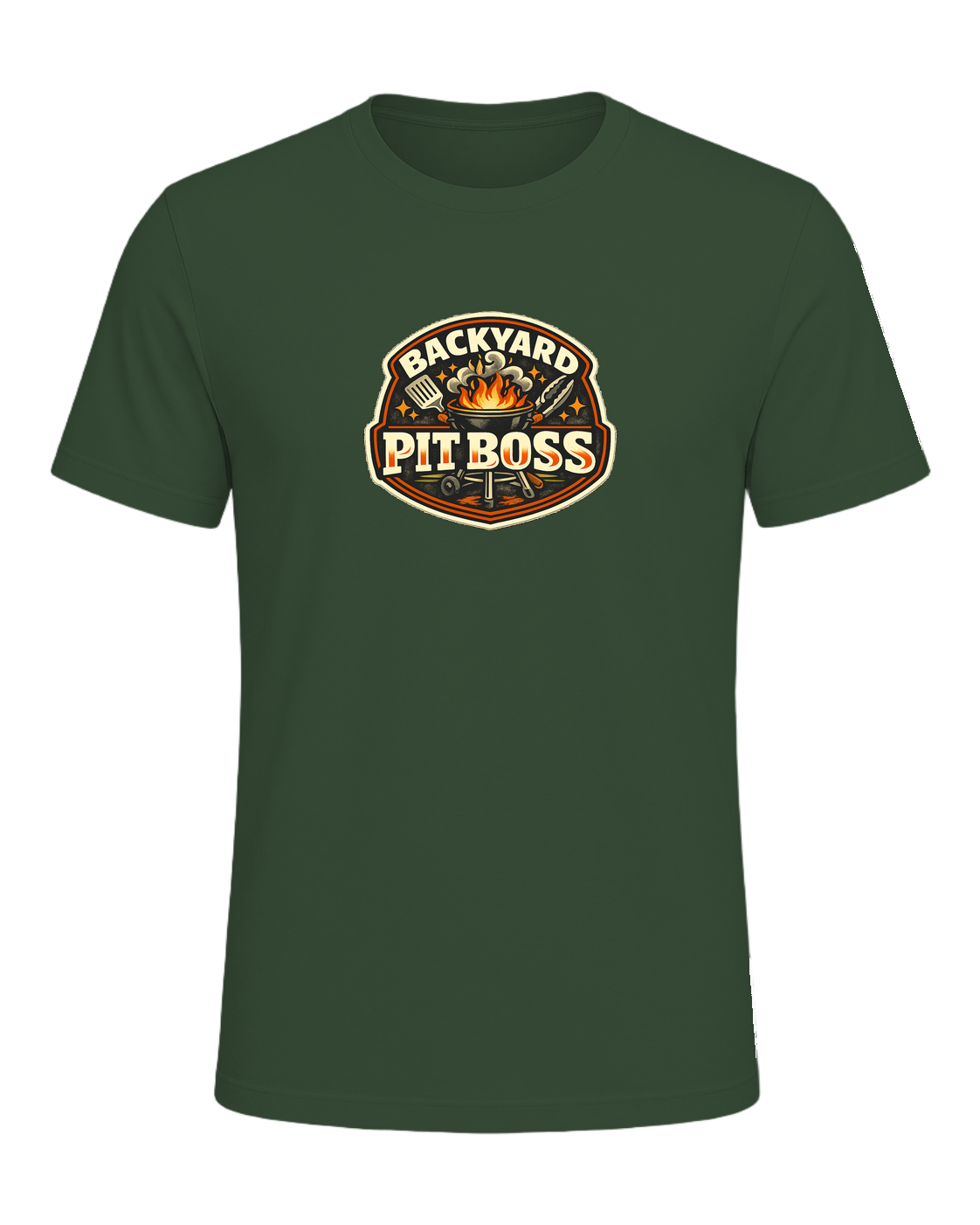 A bold retro BBQ badge tee for the backyard cook who takes charge of the grill. — Heather Forest