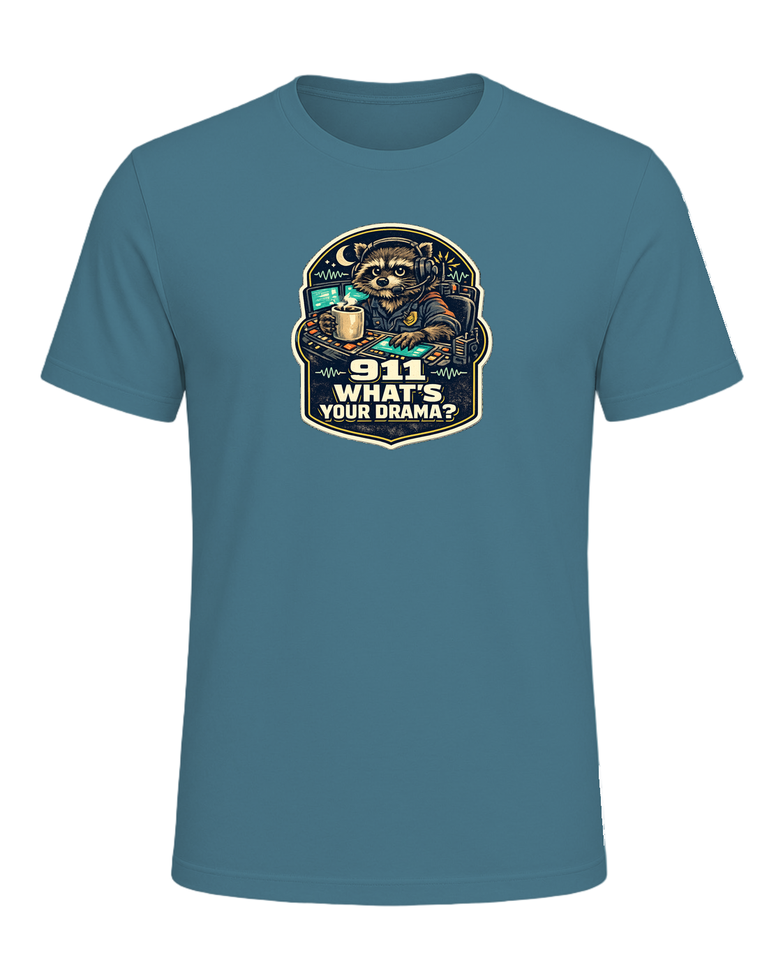 911 What's Your Drama? Tee — Heather Deep Teal