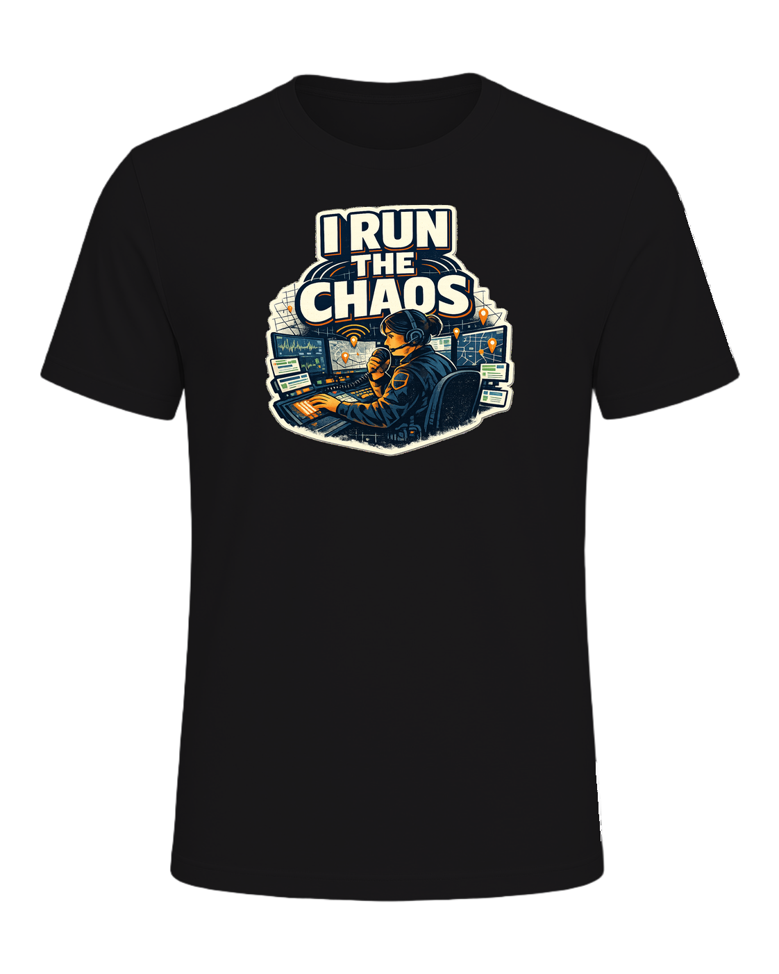 A bold dispatcher shirt for the calm voice running the chaos from the console. — Dark Grey Heather