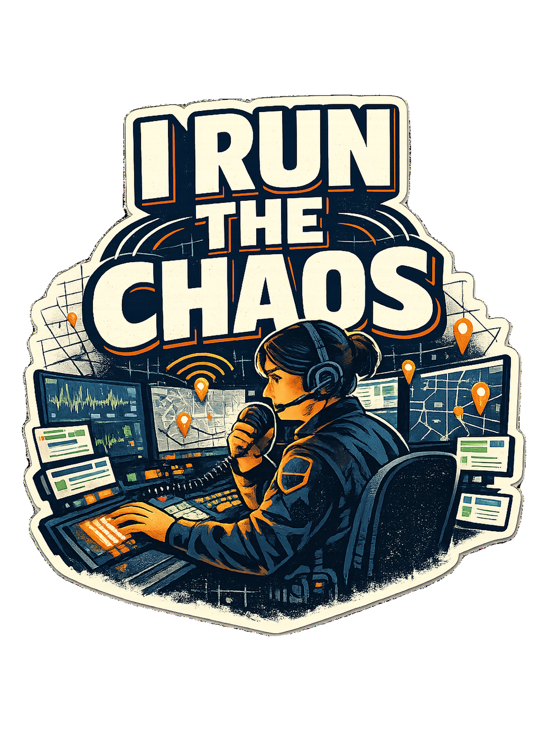 A bold dispatcher shirt for the calm voice running the chaos from the console.