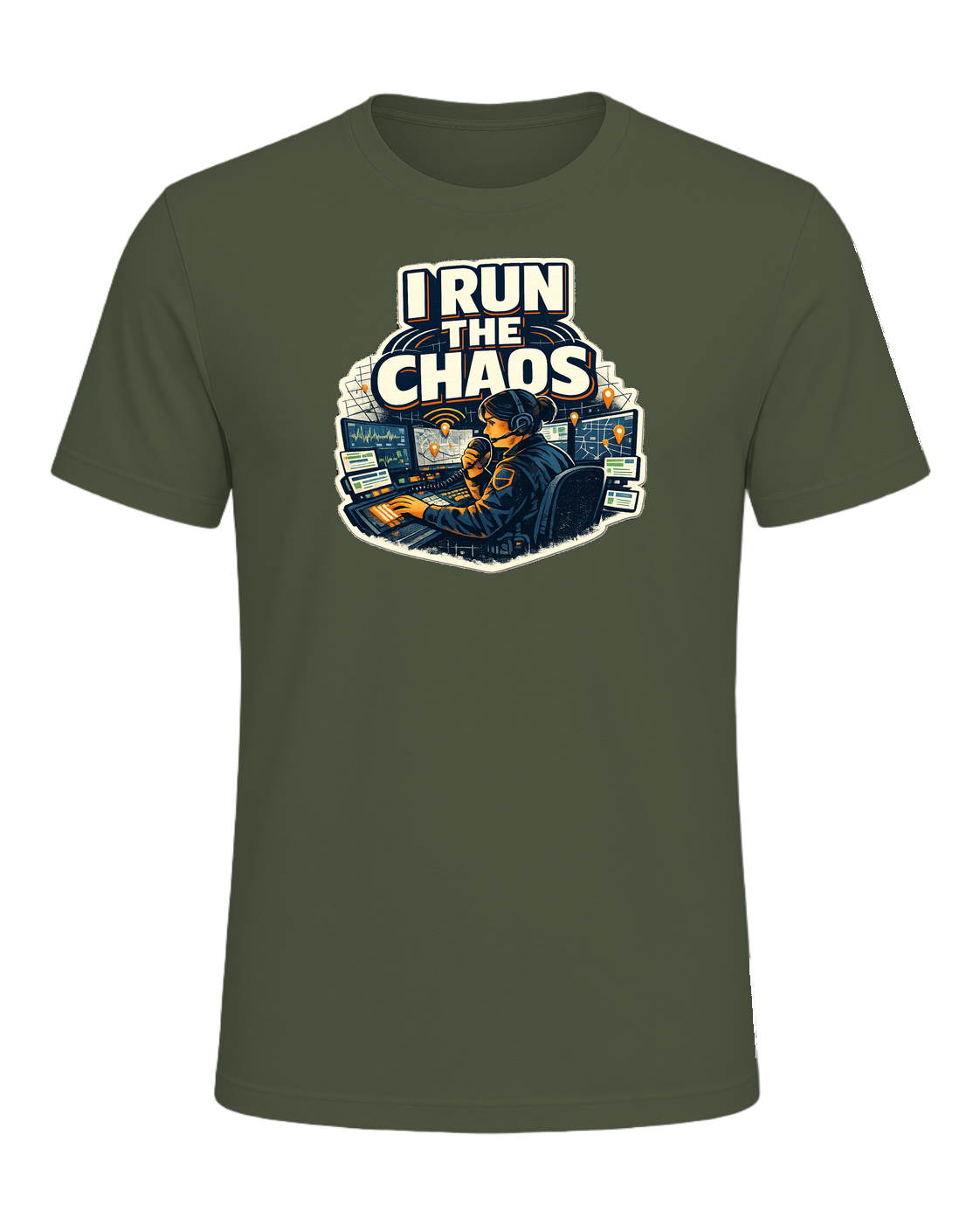 A bold dispatcher shirt for the calm voice running the chaos from the console. — Military Green