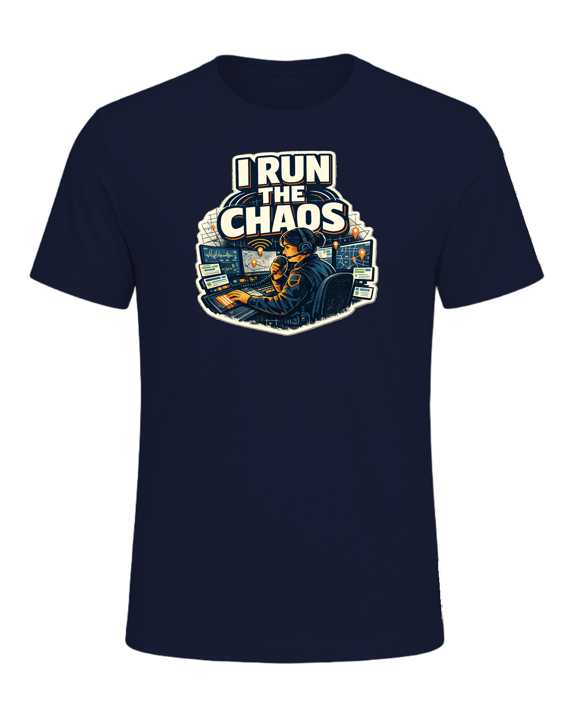 A bold dispatcher shirt for the calm voice running the chaos from the console. — Navy