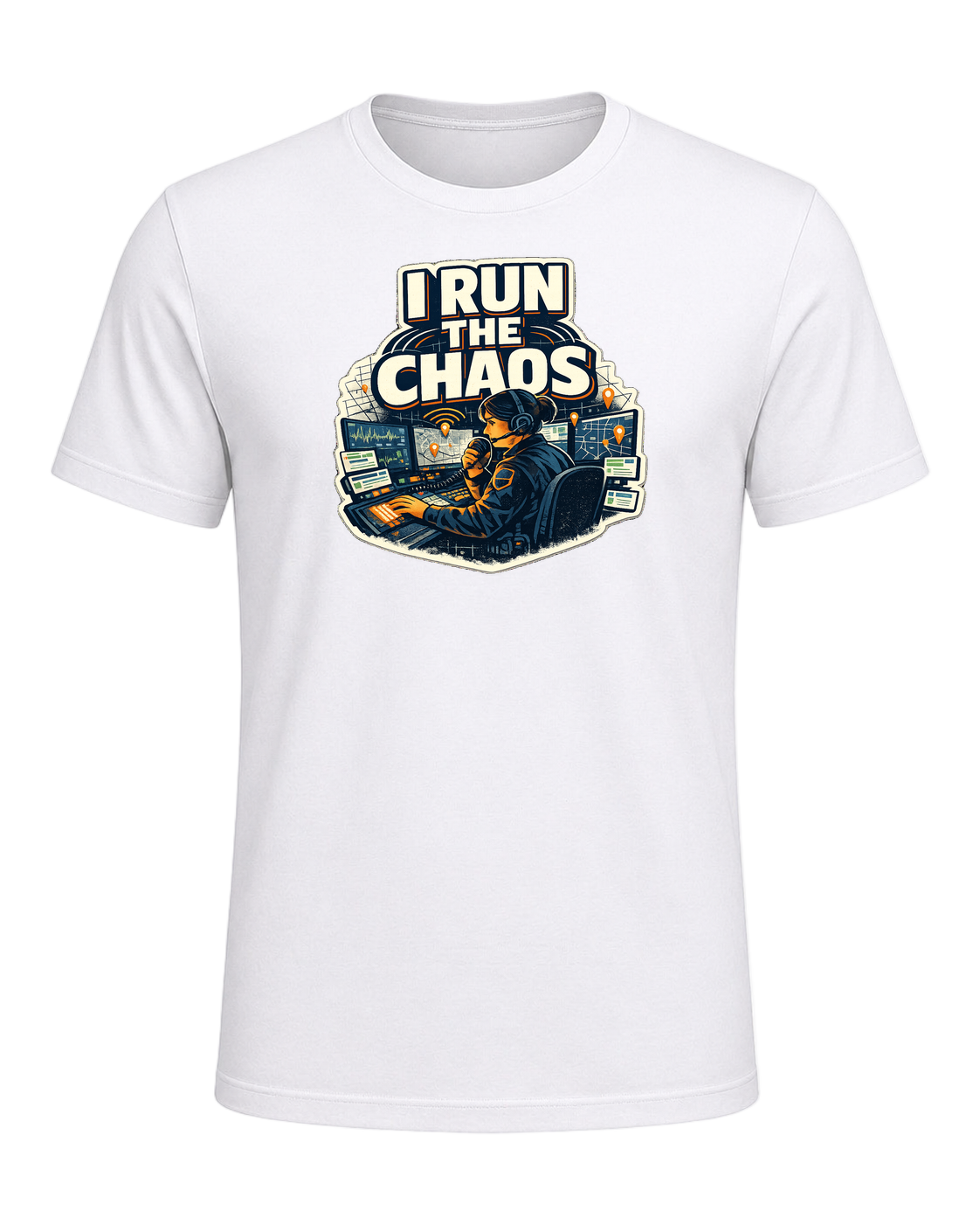 A bold dispatcher shirt for the calm voice running the chaos from the console. — White