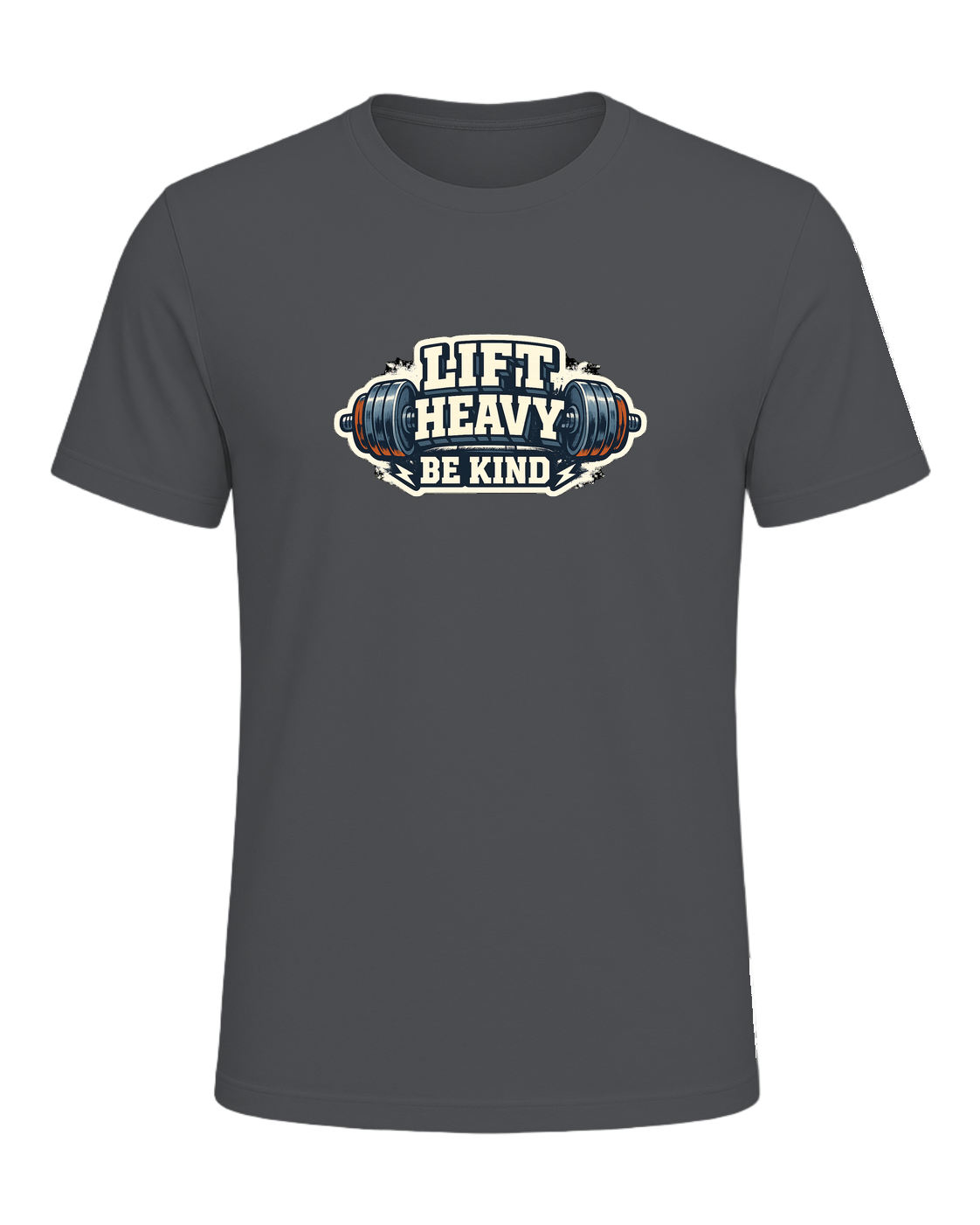 A bold barbell gym tee for lifters who train heavy and keep the room kind. — Asphalt