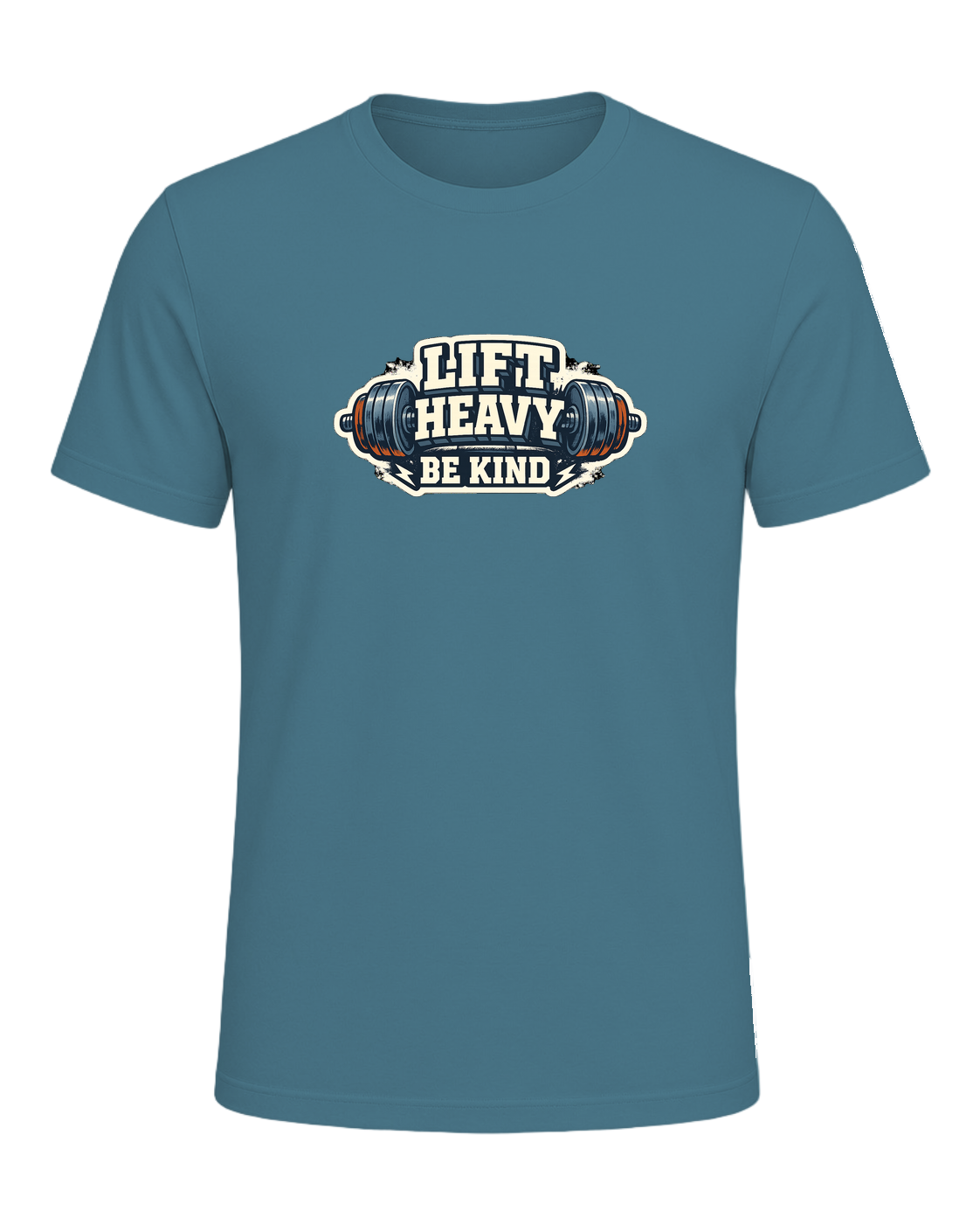A bold barbell gym tee for lifters who train heavy and keep the room kind. — Heather Deep Teal