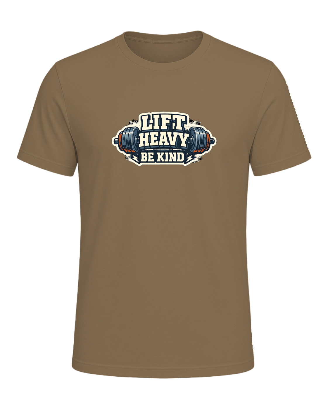 A bold barbell gym tee for lifters who train heavy and keep the room kind. — Heather Olive