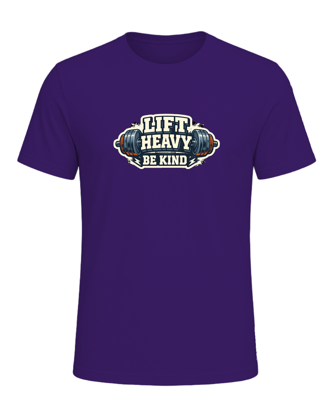 A bold barbell gym tee for lifters who train heavy and keep the room kind. — Team Purple