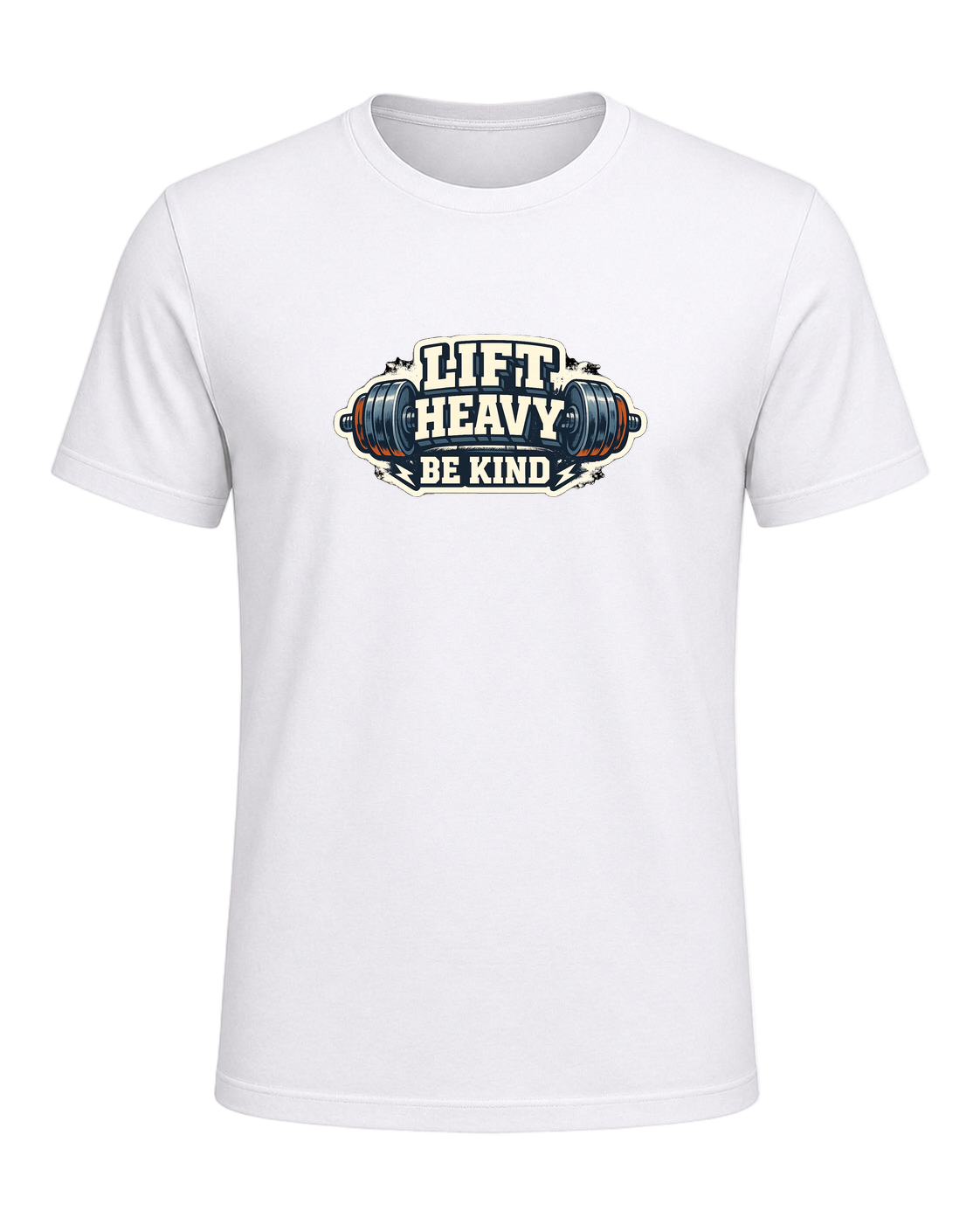 A bold barbell gym tee for lifters who train heavy and keep the room kind. — White