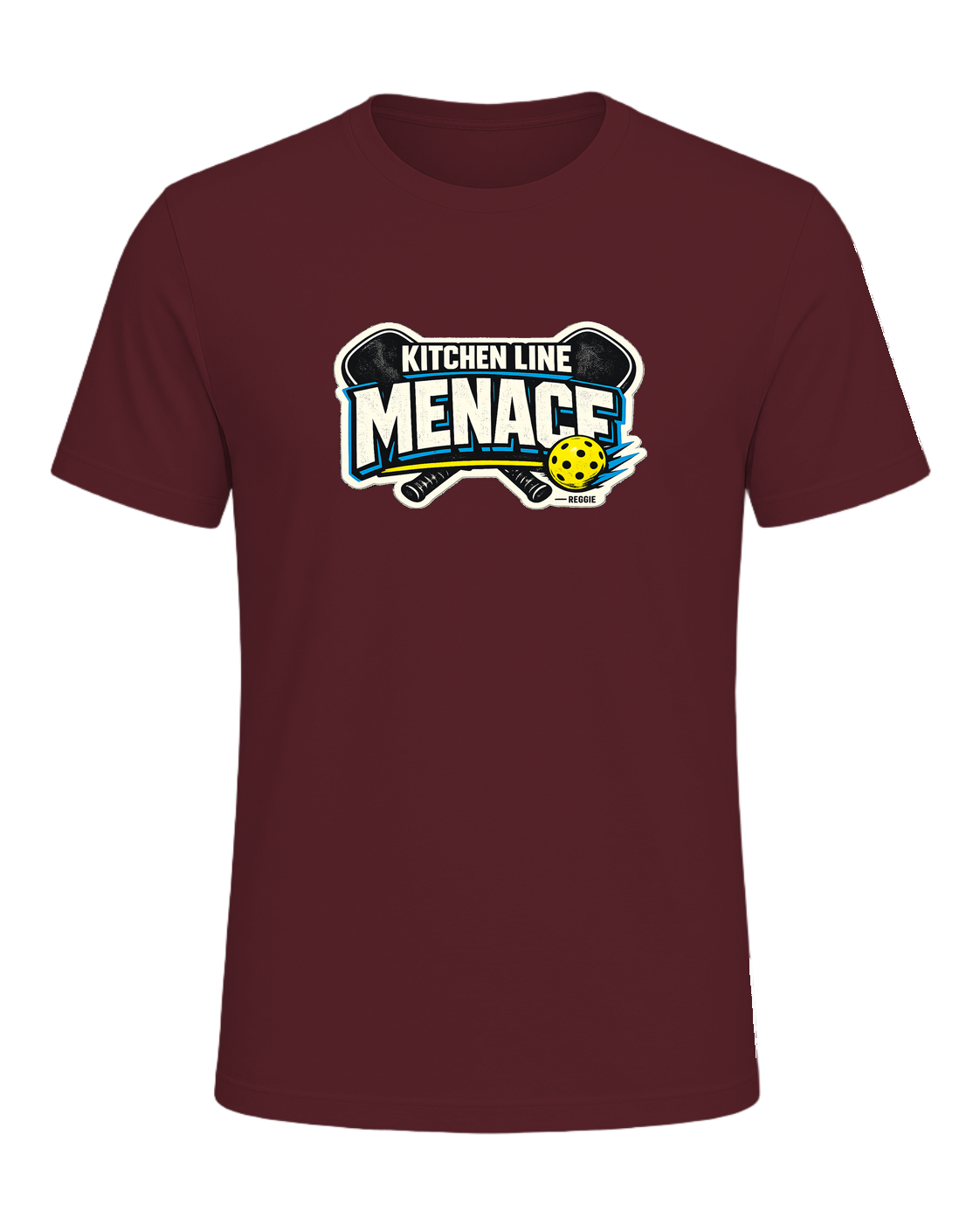 A bold pickleball tee for players who become a menace at the kitchen line. — Maroon
