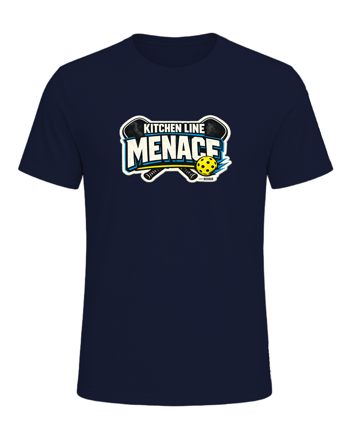 A bold pickleball tee for players who become a menace at the kitchen line. — Navy