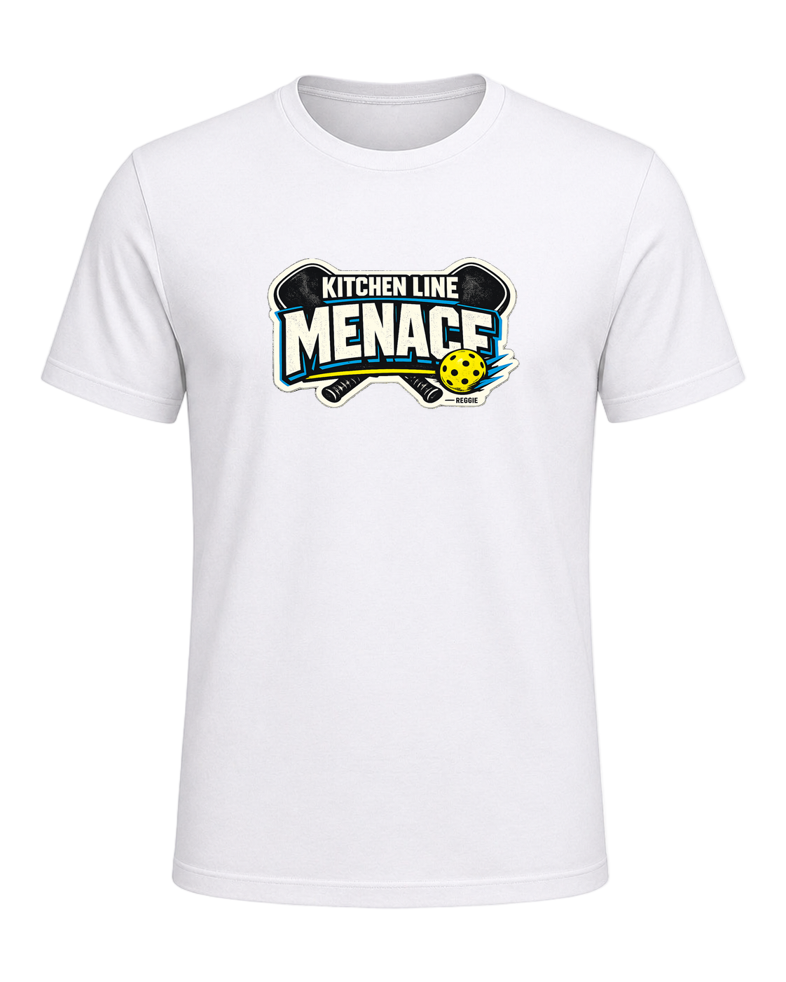 A bold pickleball tee for players who become a menace at the kitchen line. — White