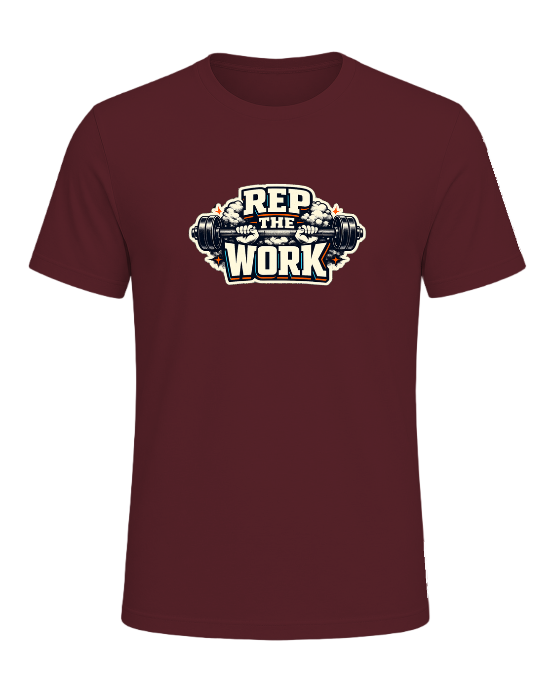 A bold barbell gym tee for lifters who believe the reps are the whole point. — Maroon