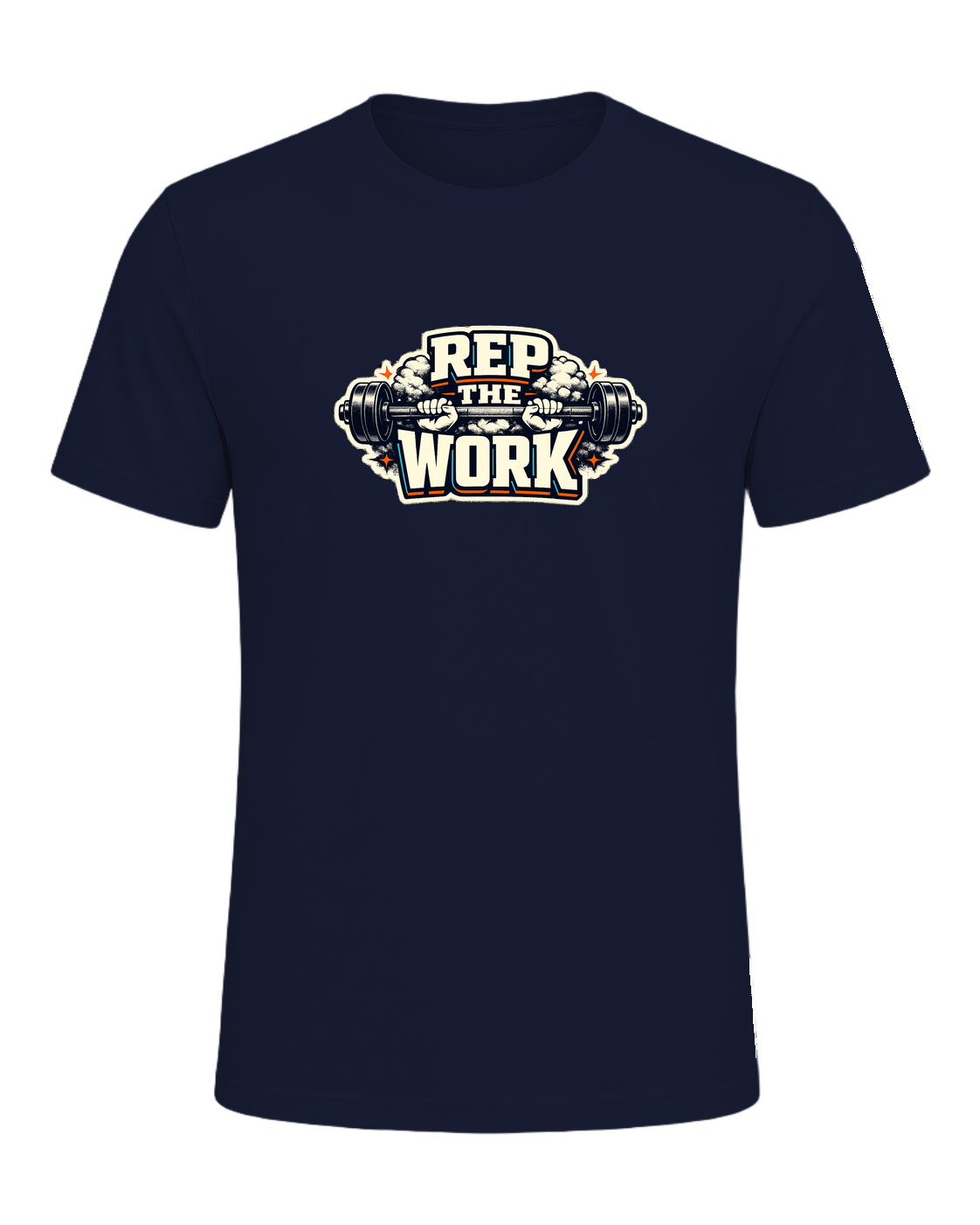 A bold barbell gym tee for lifters who believe the reps are the whole point. — Navy