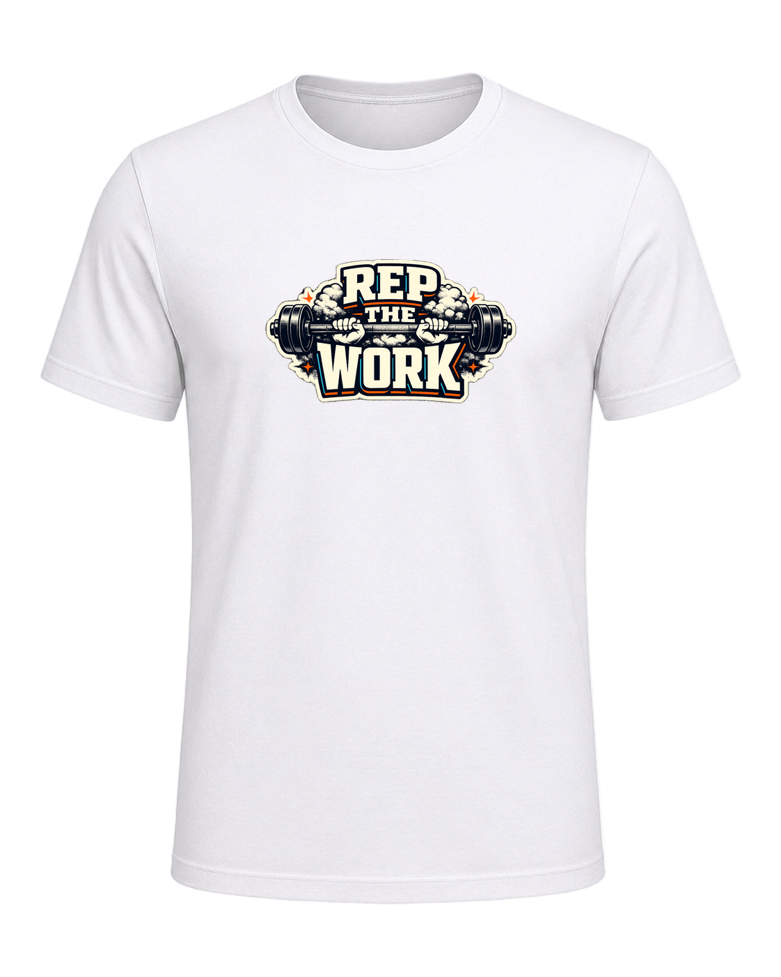 A bold barbell gym tee for lifters who believe the reps are the whole point. — White